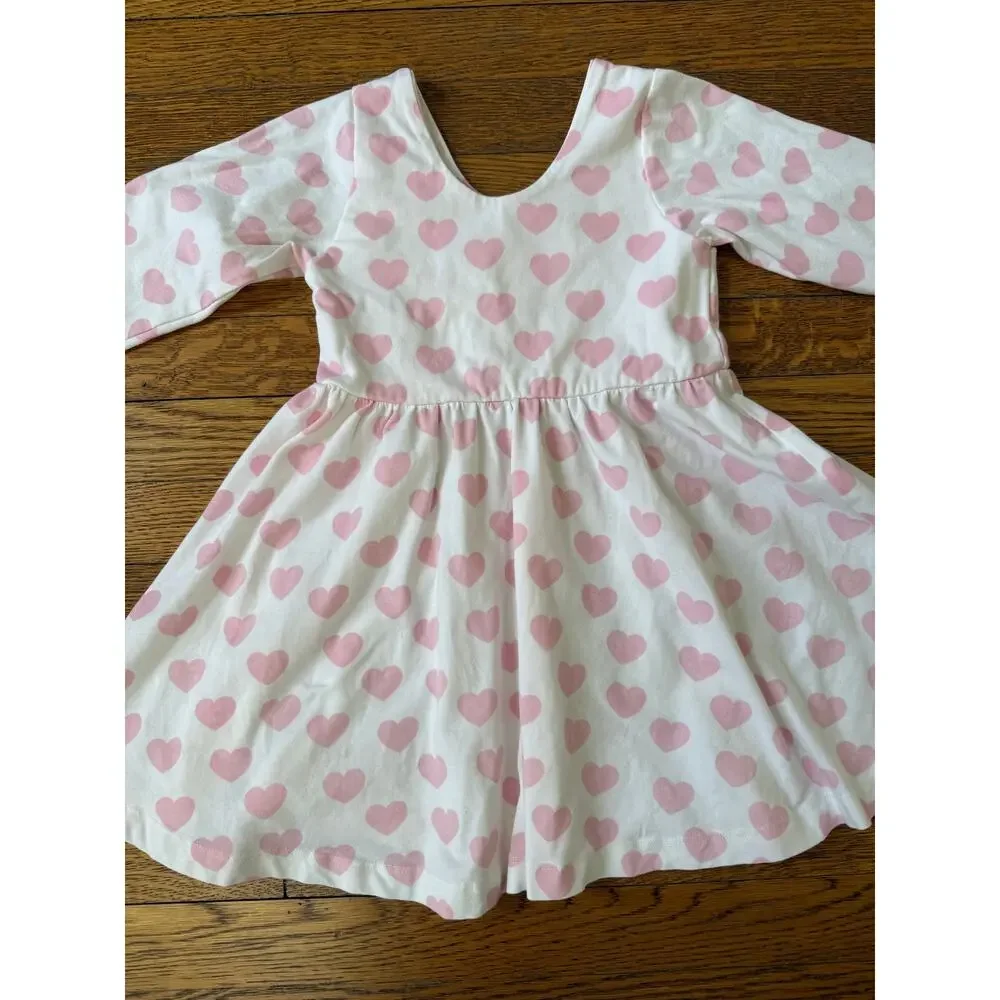 Monica + Andy Girls' Heart Print Skater Dress Size 3